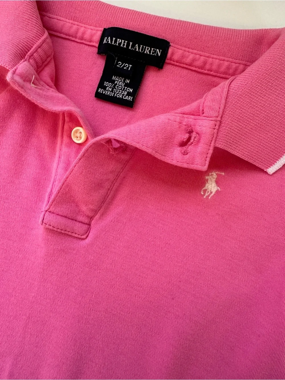 Ralph Lauren Girls' Hot Pink Polo with White Trim